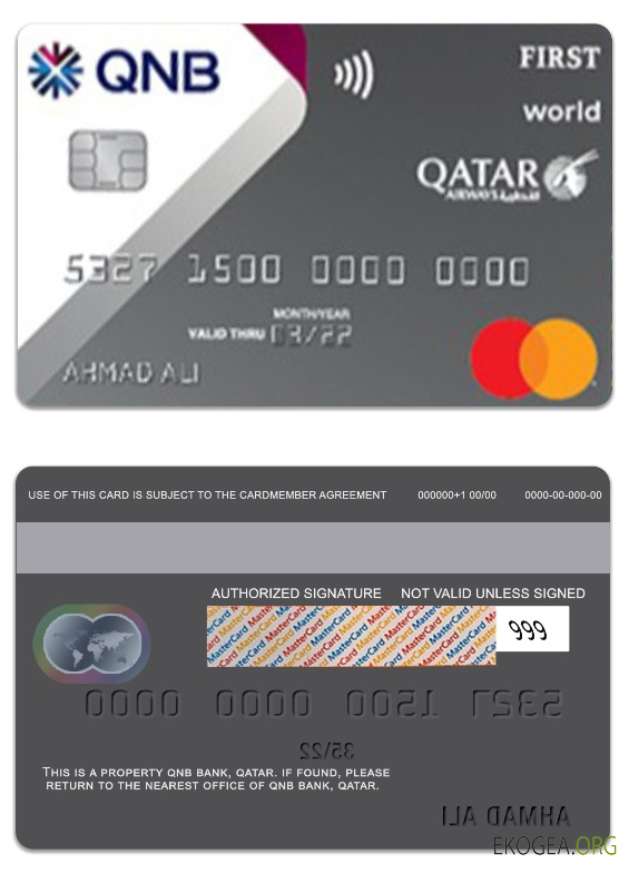 Qatar QNB Bank Qatar Airways Mastercard co marquée